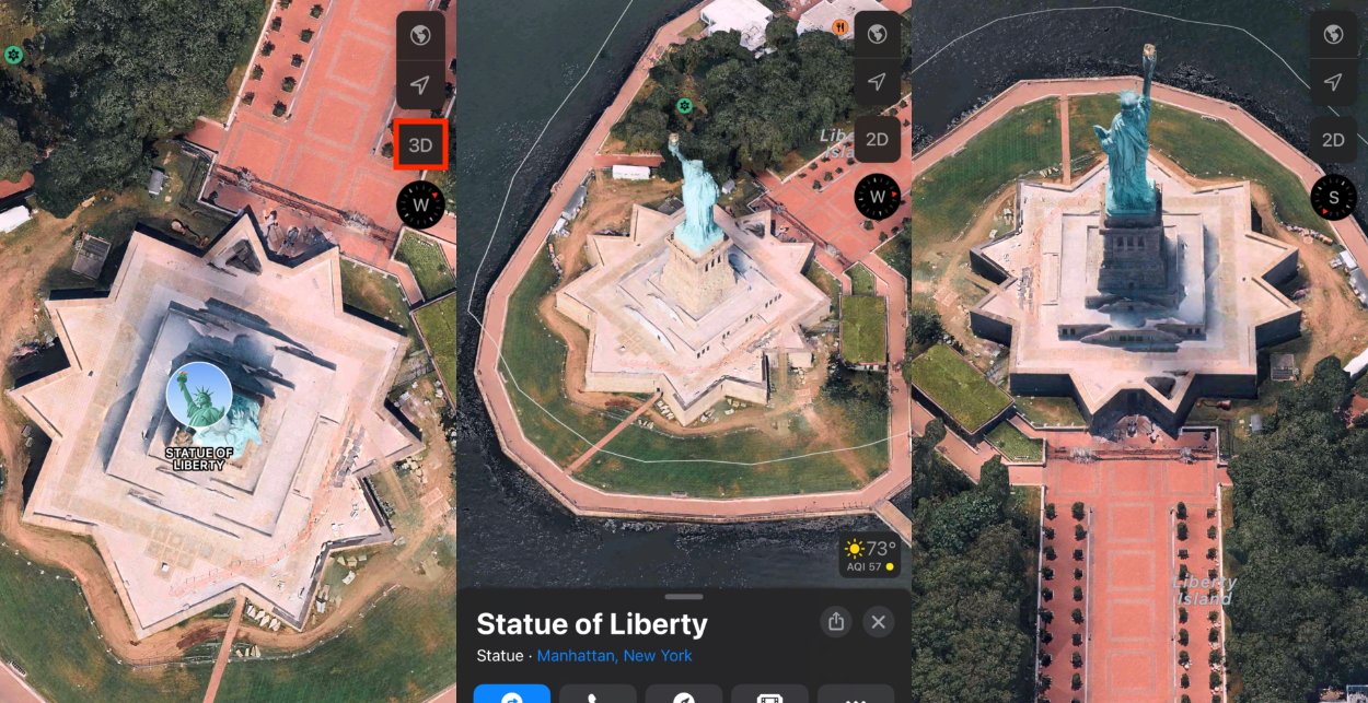 3D zobrazení vám umožní prozkoumat topologii míst.