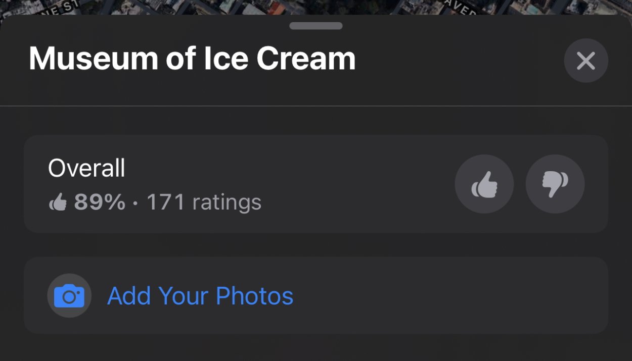 Toto je část informační karty, ve které můžete ohodnotit místo nebo přidat jeho fotografie.