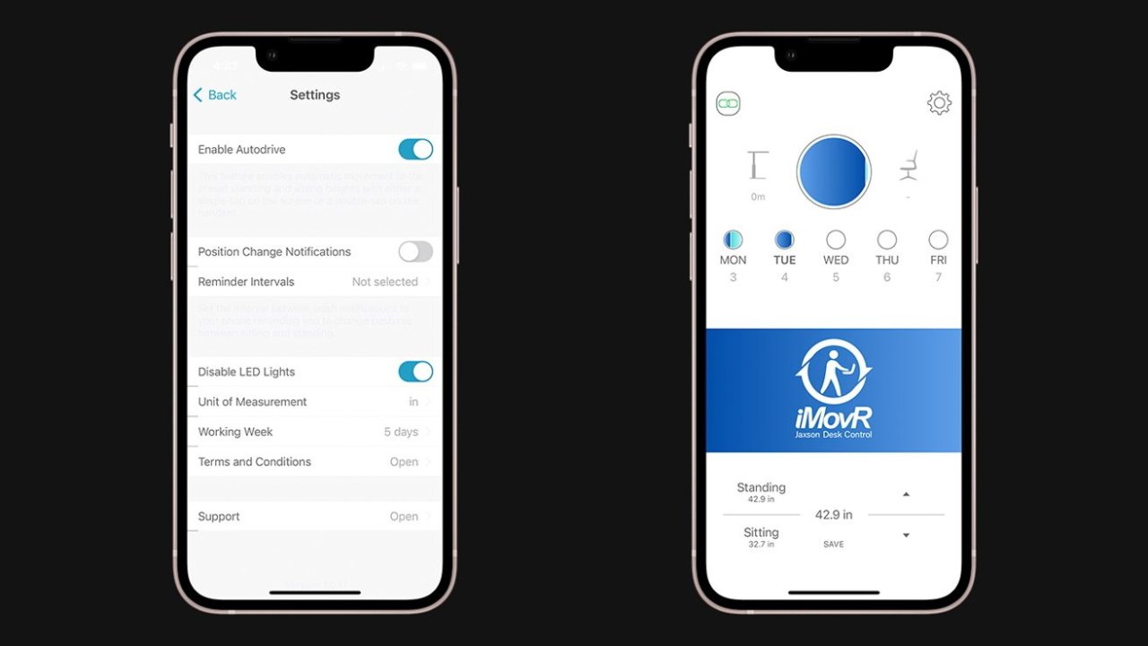 Aplikace iMovr Jaxson Desk Control