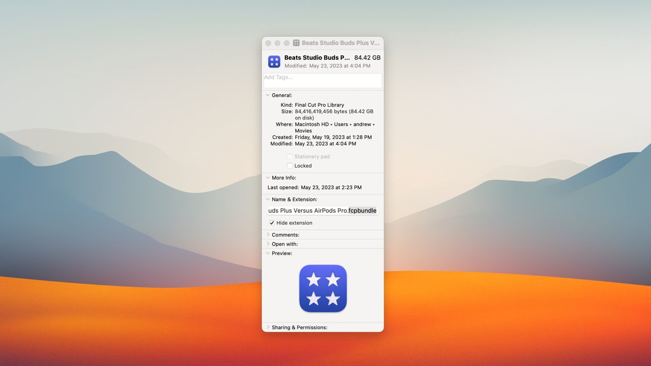 Balíček projektu Final Cut Pro na Macu