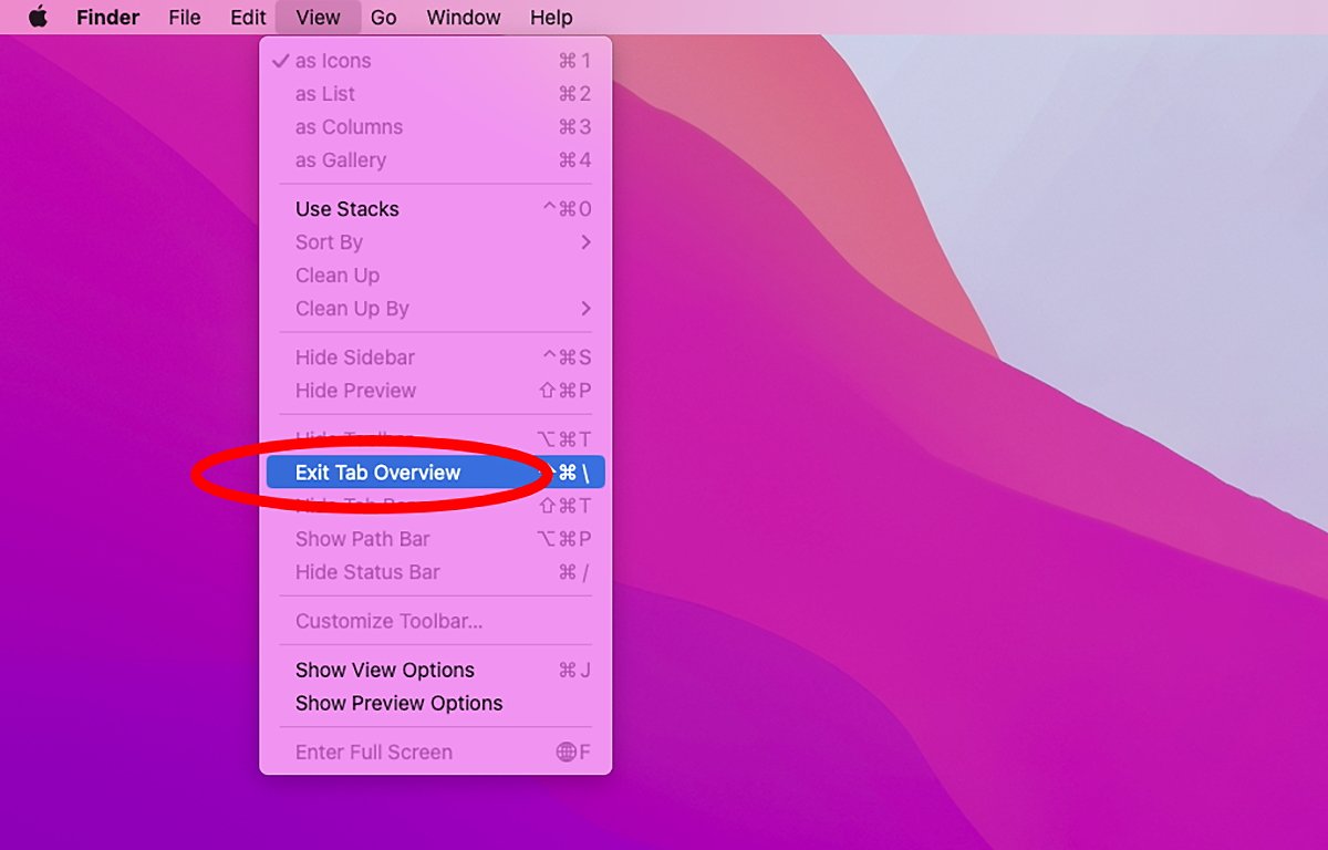 Ukončit položku nabídky Přehled karty.