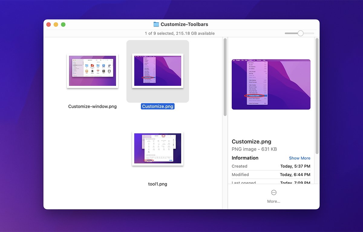 Okno Finder s náhledem.