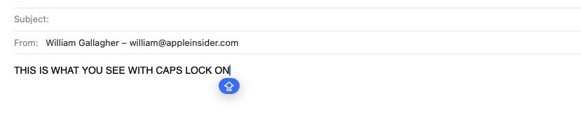 Velká písmena by měla naznačovat, že je zapnutý Caps Lock, ale pro případ, že by vám to uniklo, je tu nyní modrá ikona varování