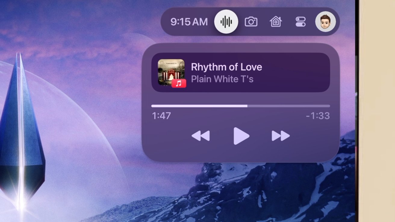 Widget Now Playing v Ovládacím centru