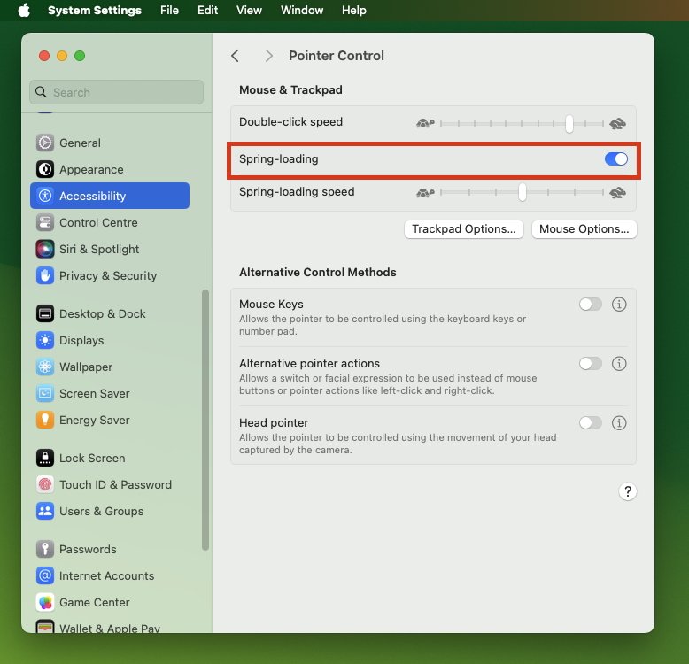 Celkové ovládání je v rámci Accessibility, Pointer Control