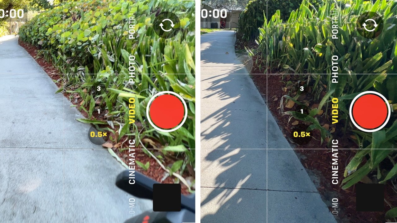 Srovnání bez režimu ultraširokoúhlého záběru a s ním