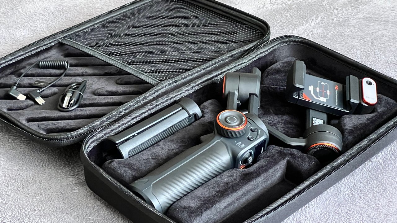 Sada Hohem iSteady M6 obsahuje AI Vision Sensor, stativ, nabíjecí kabel USB-C, kabel USB-C na USB-C a pouzdro na zip.