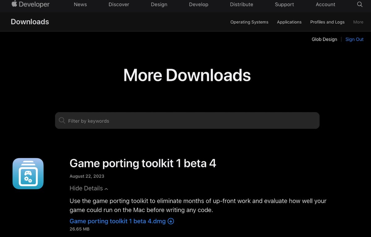 Stáhněte si Game Porting Toolkit z webu společnosti Apple.