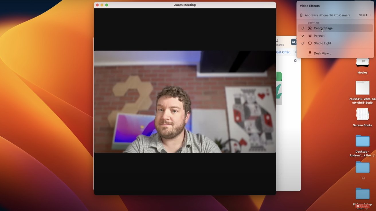 Po připojení může Mac ovládat nastavení fotoaparátu