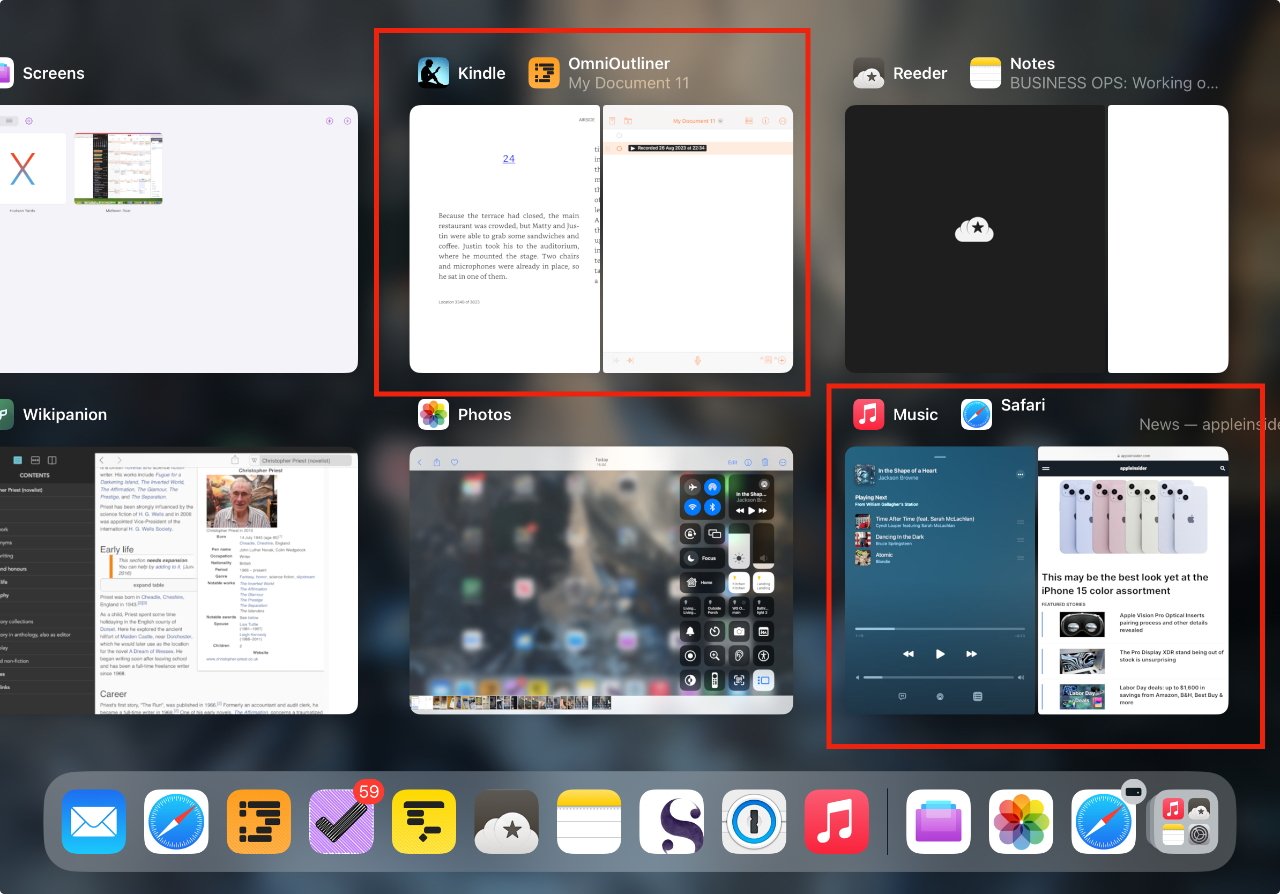 Vypněte Stage Manager a vaše čtyři aplikace jsou nyní ve Split View dva páry – aniž byste o to požádali