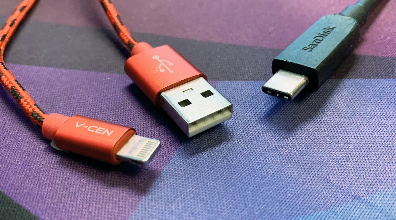 Zleva: Lightning, USB Type-A nebo USB-A, USB Type-C nebo USB-C