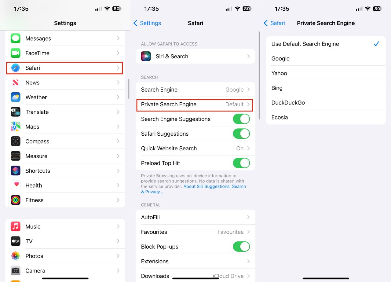 Apple přidal možnost používat jiný vyhledávač při soukromém prohlížení