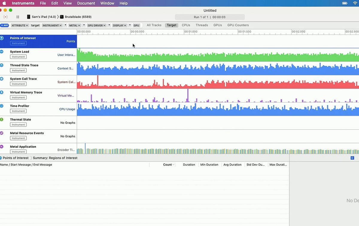 aplikace Apple Instruments.