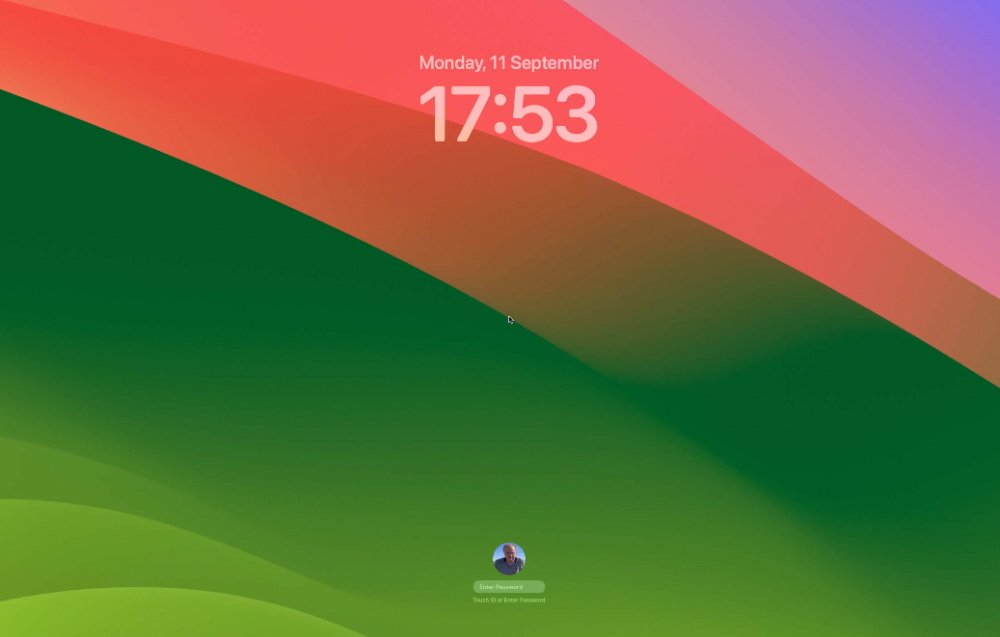 Nová obrazovka zámku v macOS Sonoma