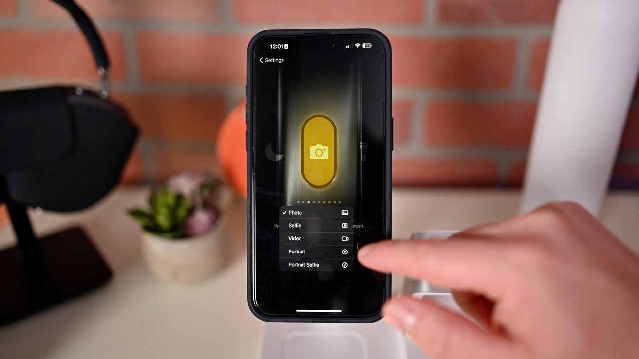 Nabídka nastavení tlačítka Action Button