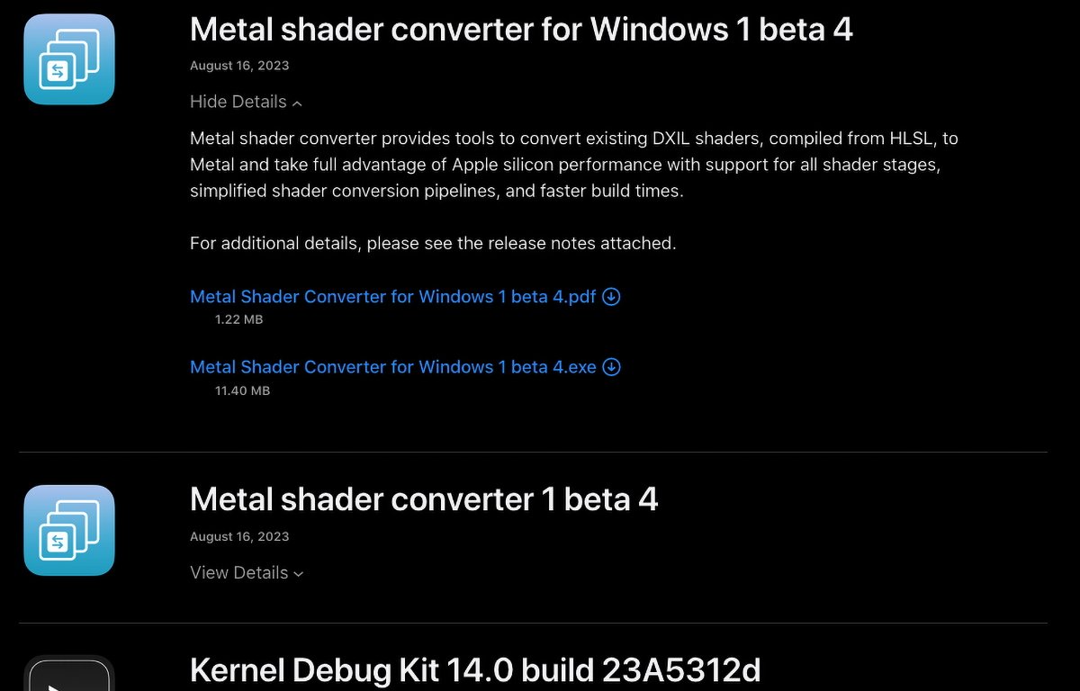 Stáhněte si Metal Shader Converter pro Windows.