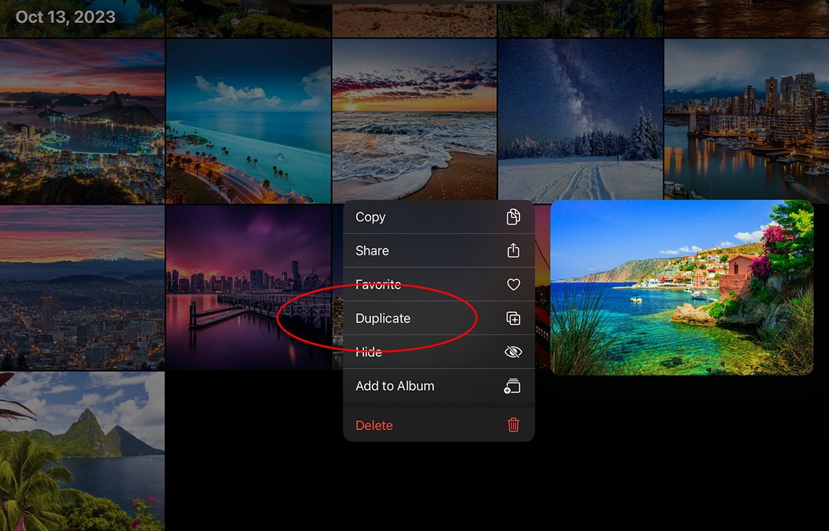 Stisknutím a podržením zkopírujete fotografii.