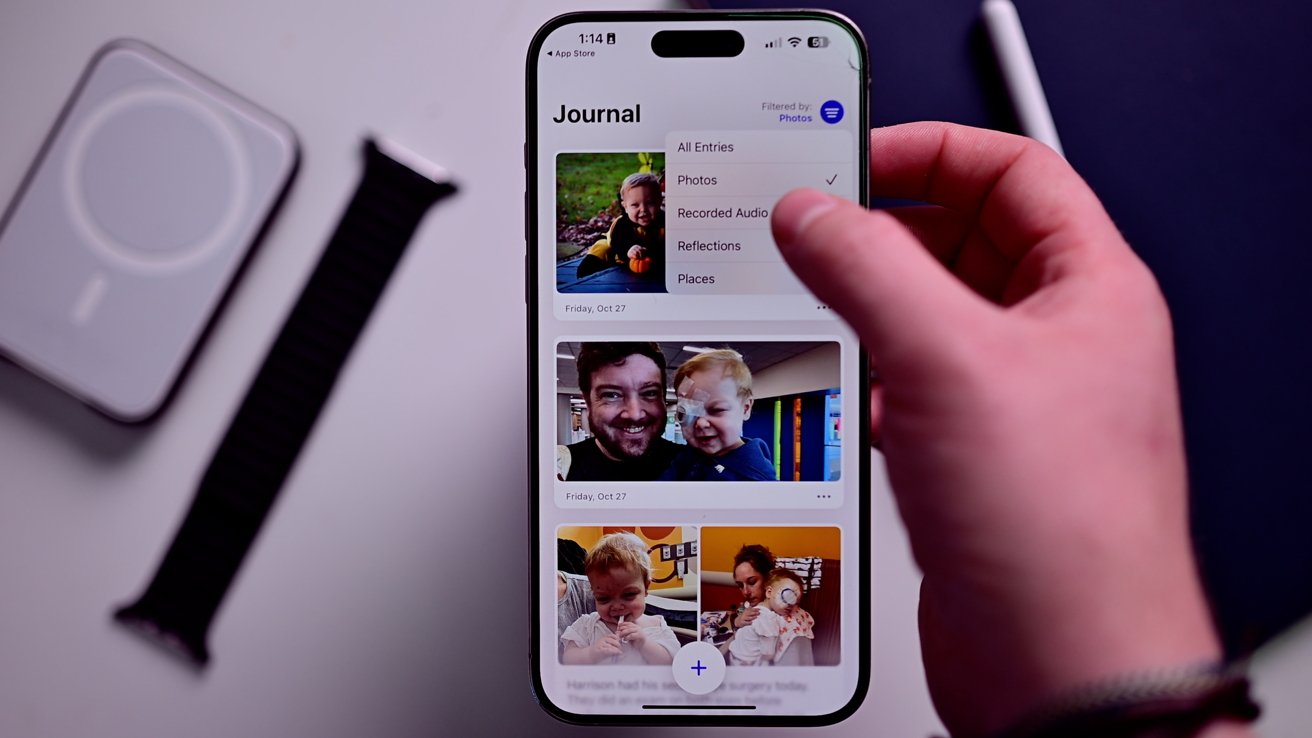 Filtry pro časovou osu aplikace Deník