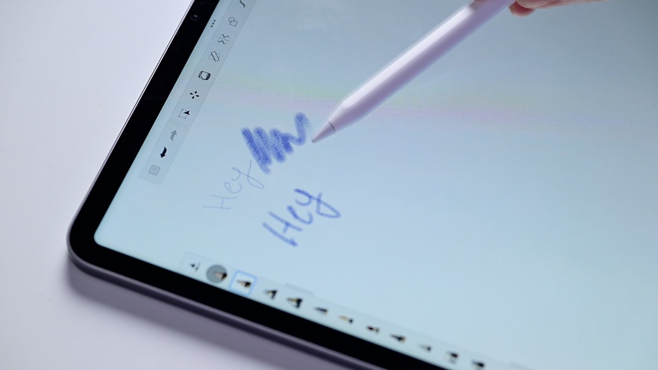 Při naklánění Apple Pencil se zobrazuje jiná tloušťka čáry