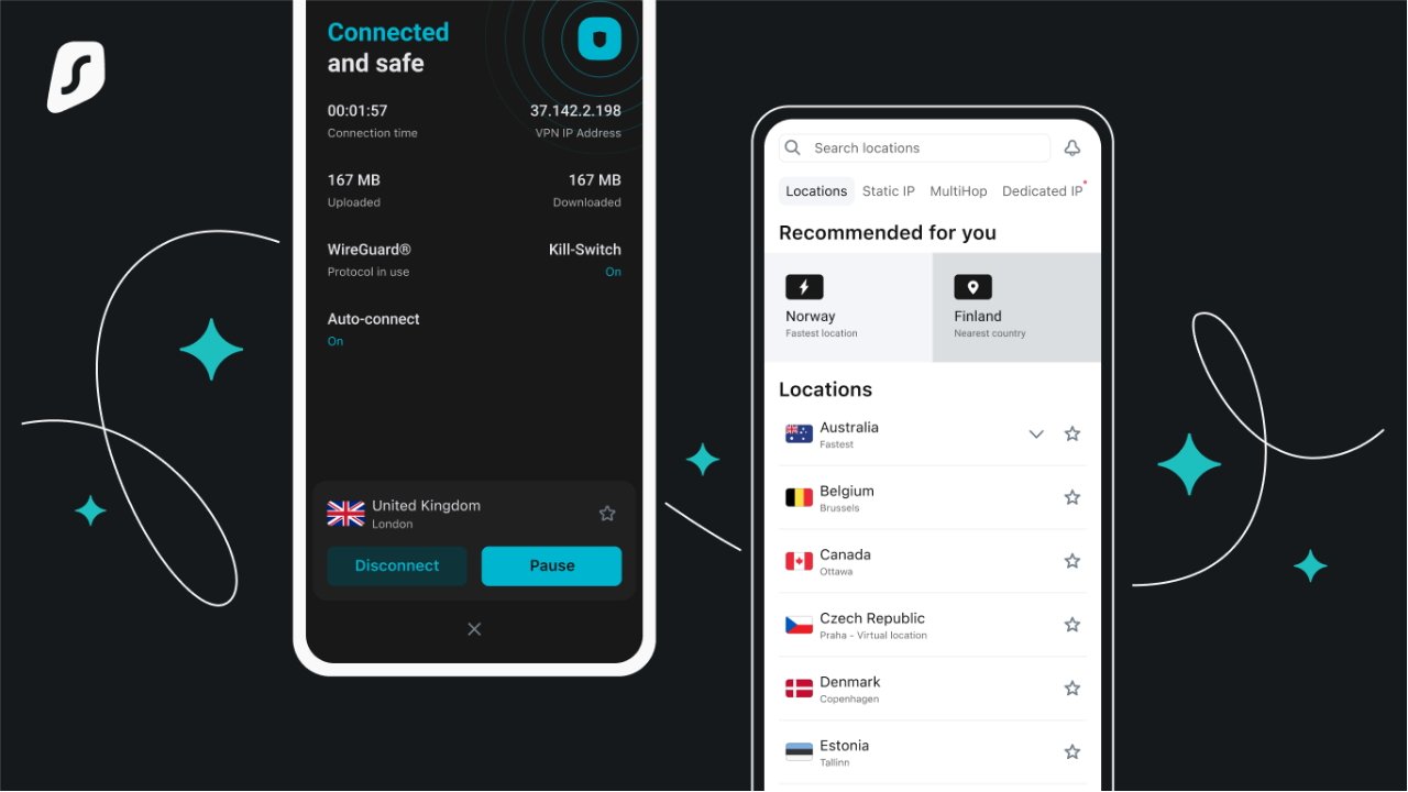 Připojení k iPhone VPN od Surfshark
