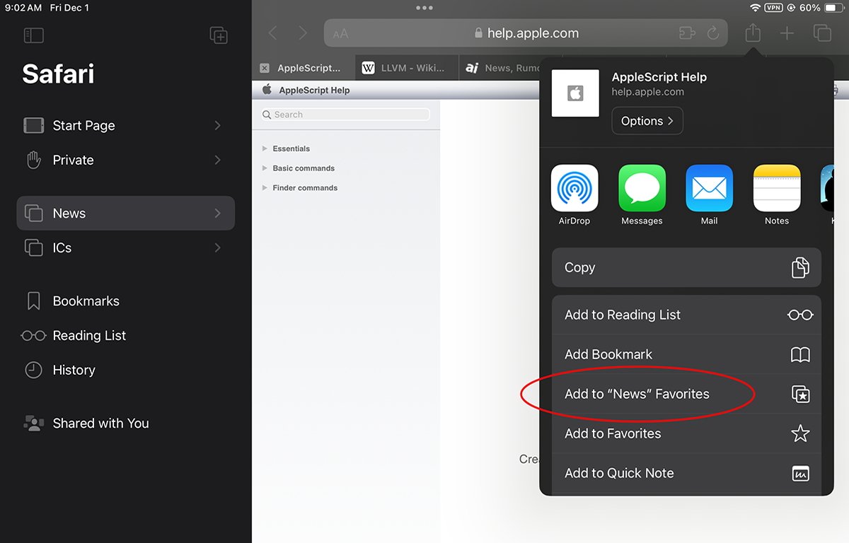Klepnutím na ikonu Sdílet list přidáte existující kartu do oblíbených skupin karet.