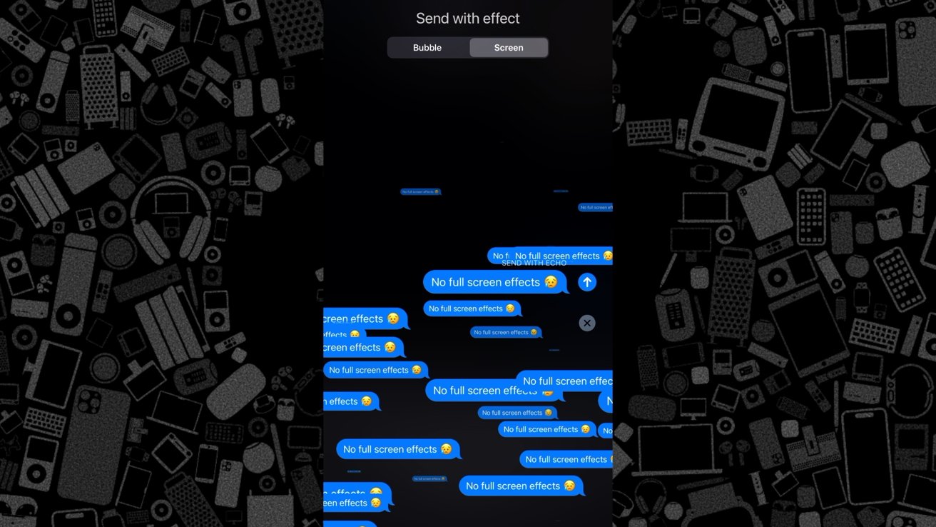 Efekty iMessage nejsou podporovány