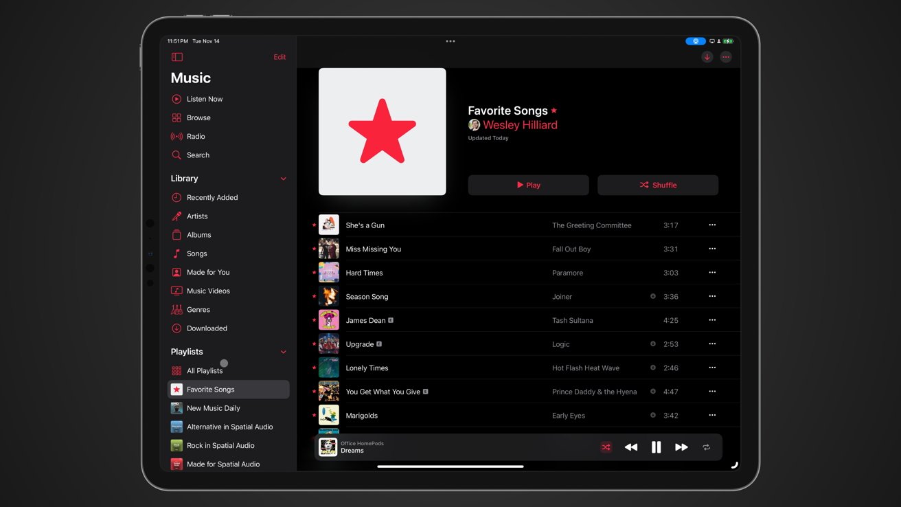 Seznam oblíbených skladeb Apple Music