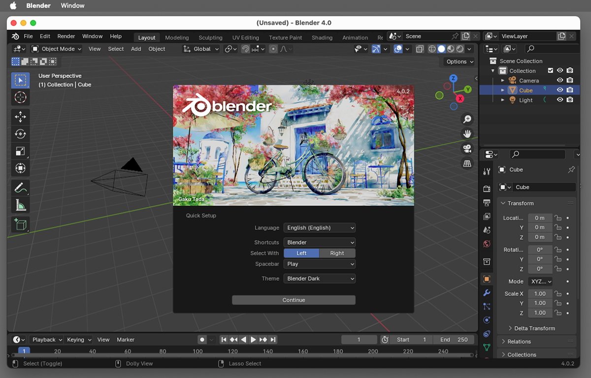 Rozhraní Blenderu 4.
