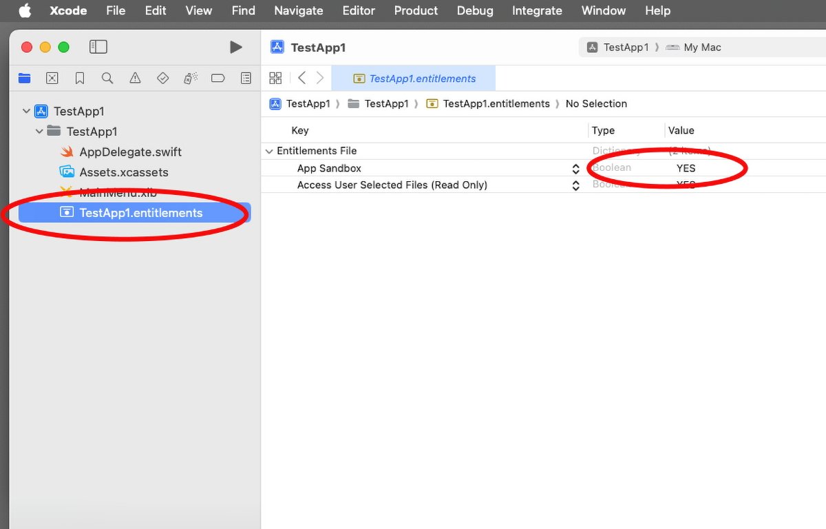 Zapnutí nebo vypnutí sandboxingu v Xcode.