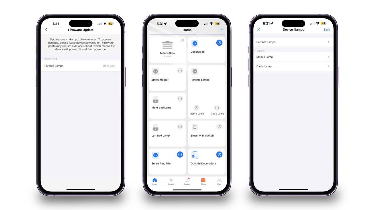 Recenze Meross WiFi Dual Smart Outlet: Ovládací prvky nativní aplikace Meross