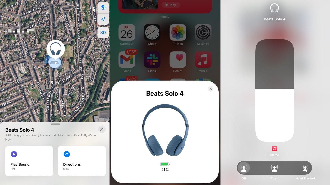 Párování Beats Solo 4 v možnostech iOS, Find My a Spatial Audio
